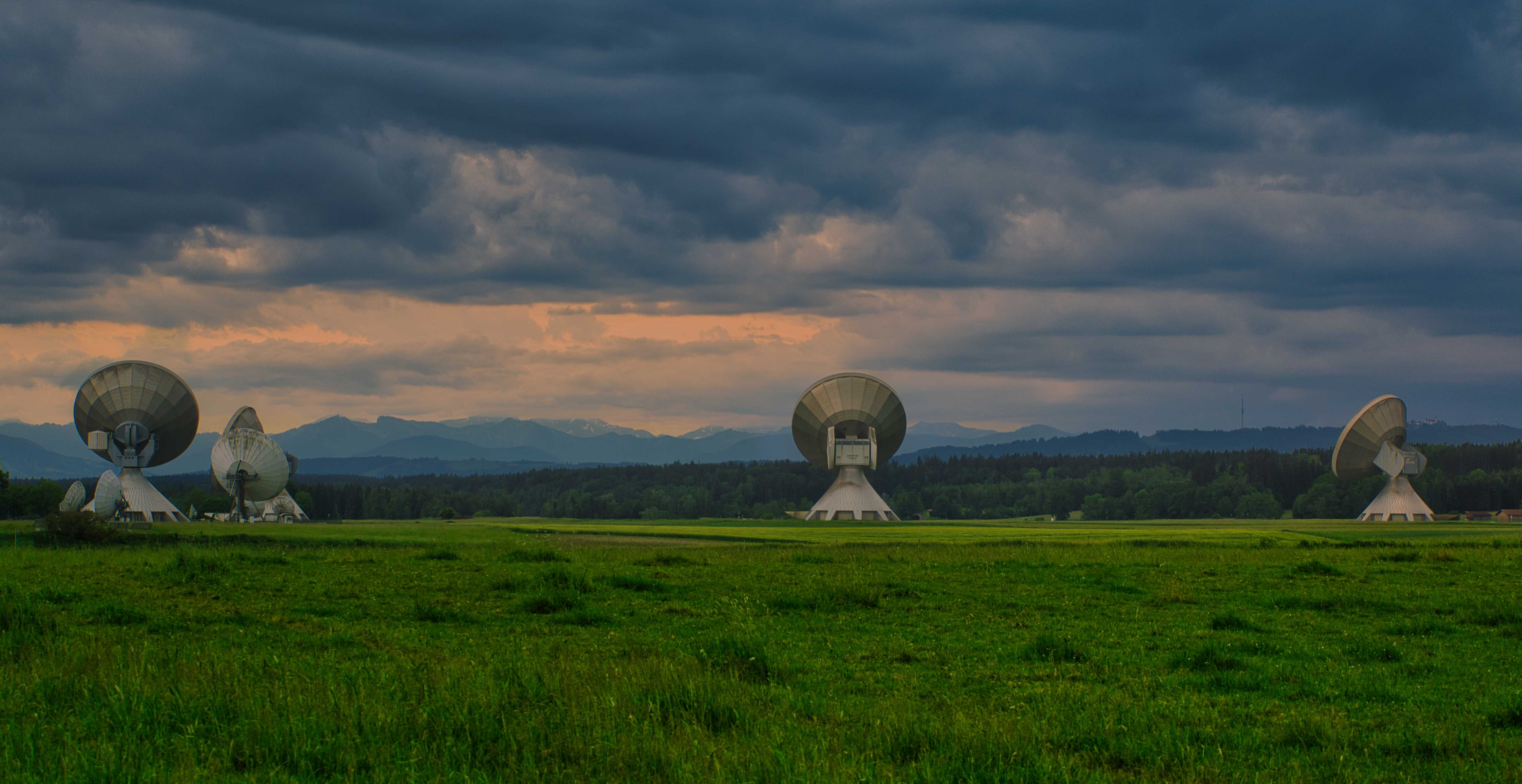 View of HTS satellite ground station antennas