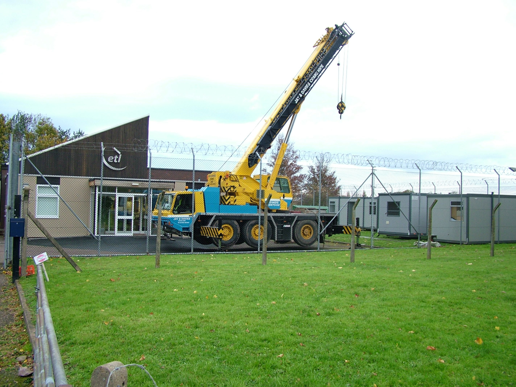 Crane lifting machinery into place at ETL in 2006